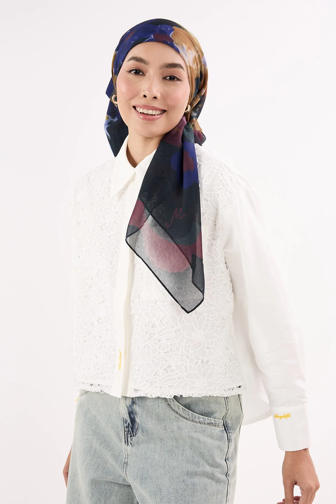 Fruity Ebony Black Square Scarf