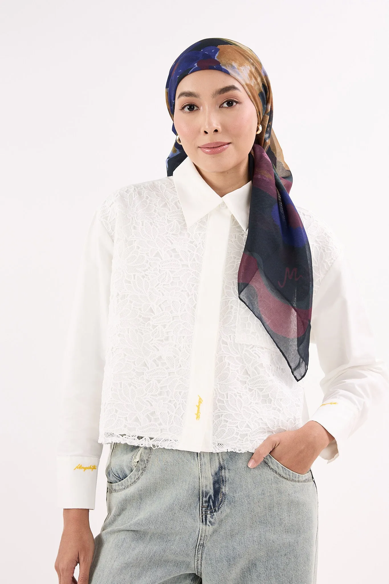 Fruity Ebony Black Square Scarf
