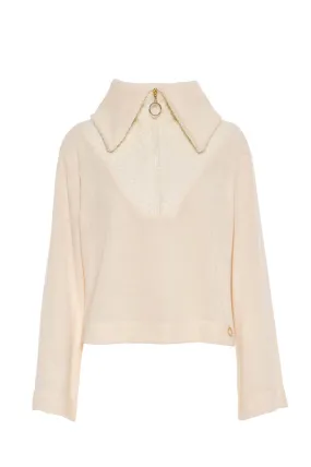 FUR COLLAR SWEATSHIRT