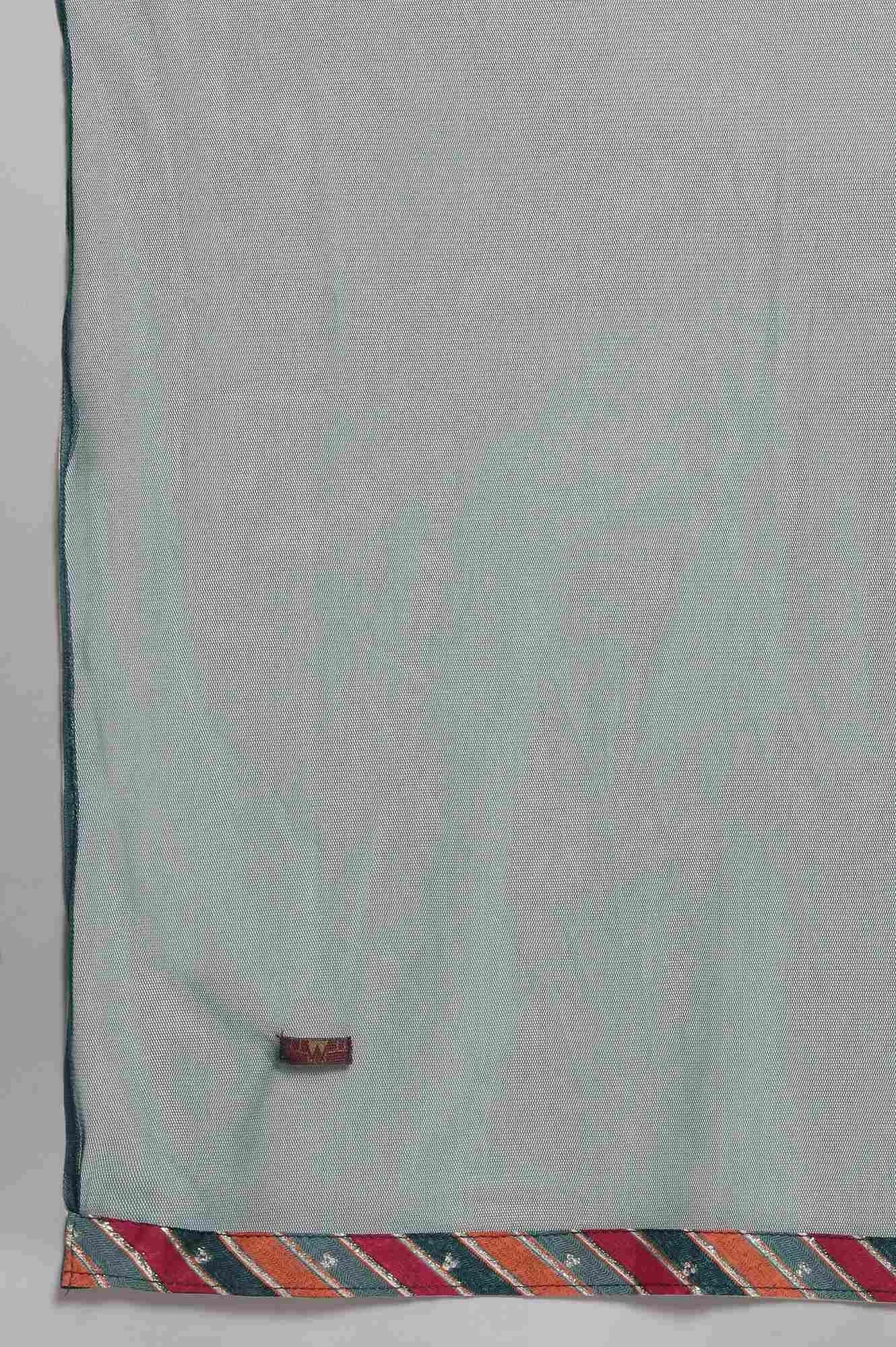 Green Printed Straight kurta-Culottes-Dupatta Set