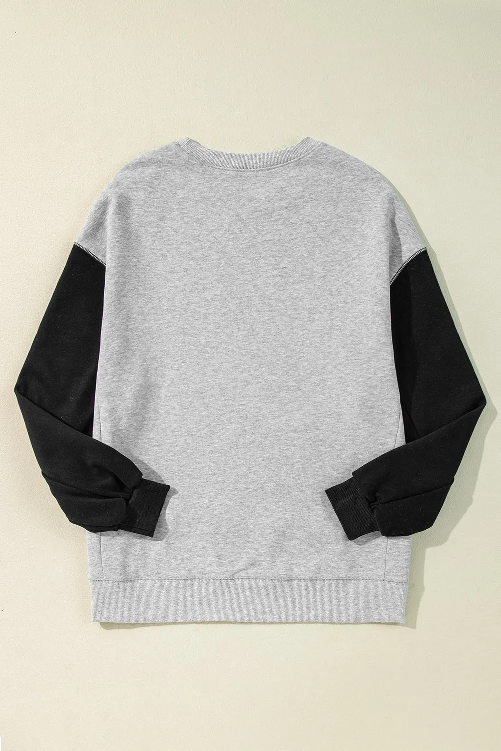 Grey Two Tone Patchwork Drop Shoulder Pullover Sweatshirt