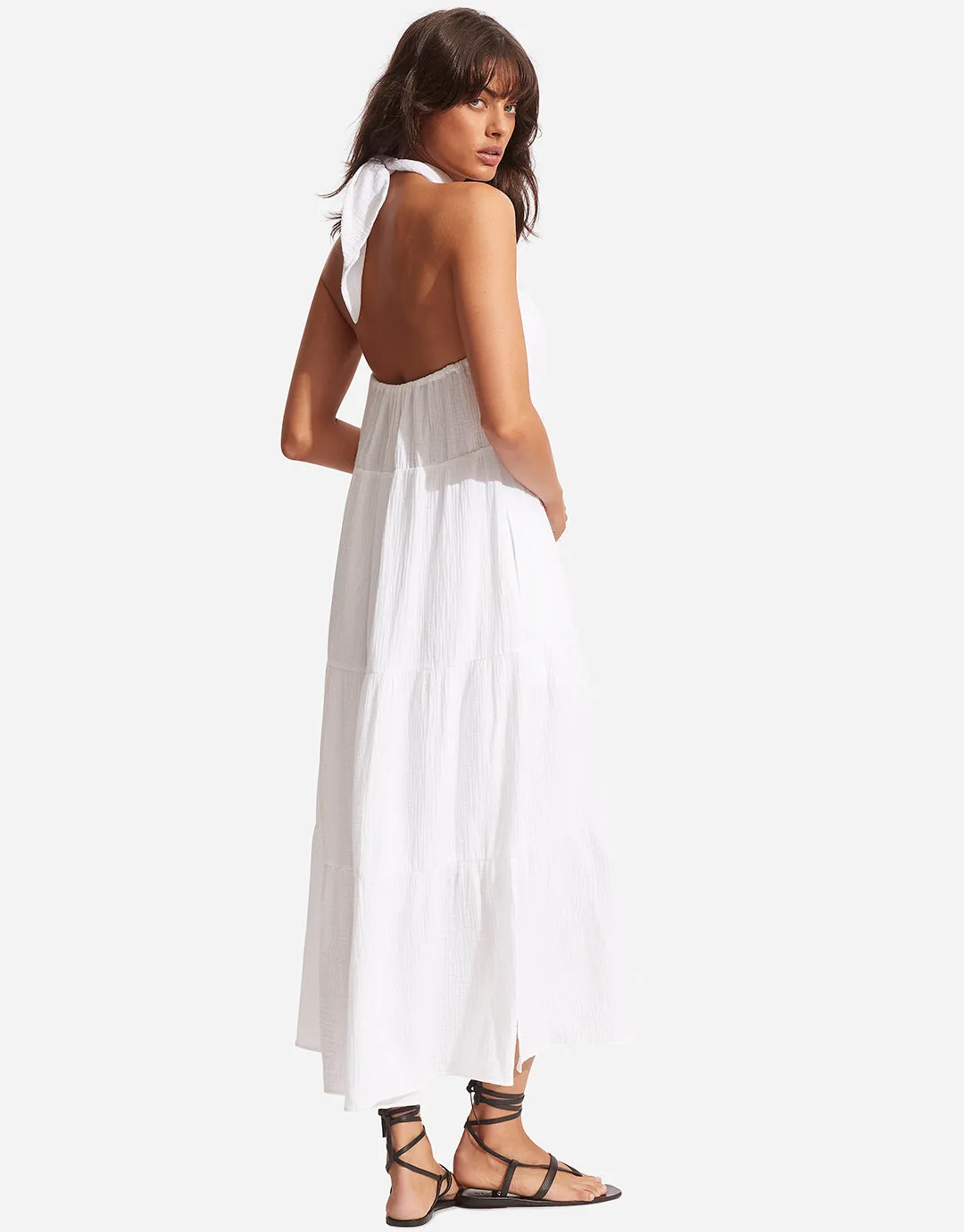 Halter Neck Dress - White