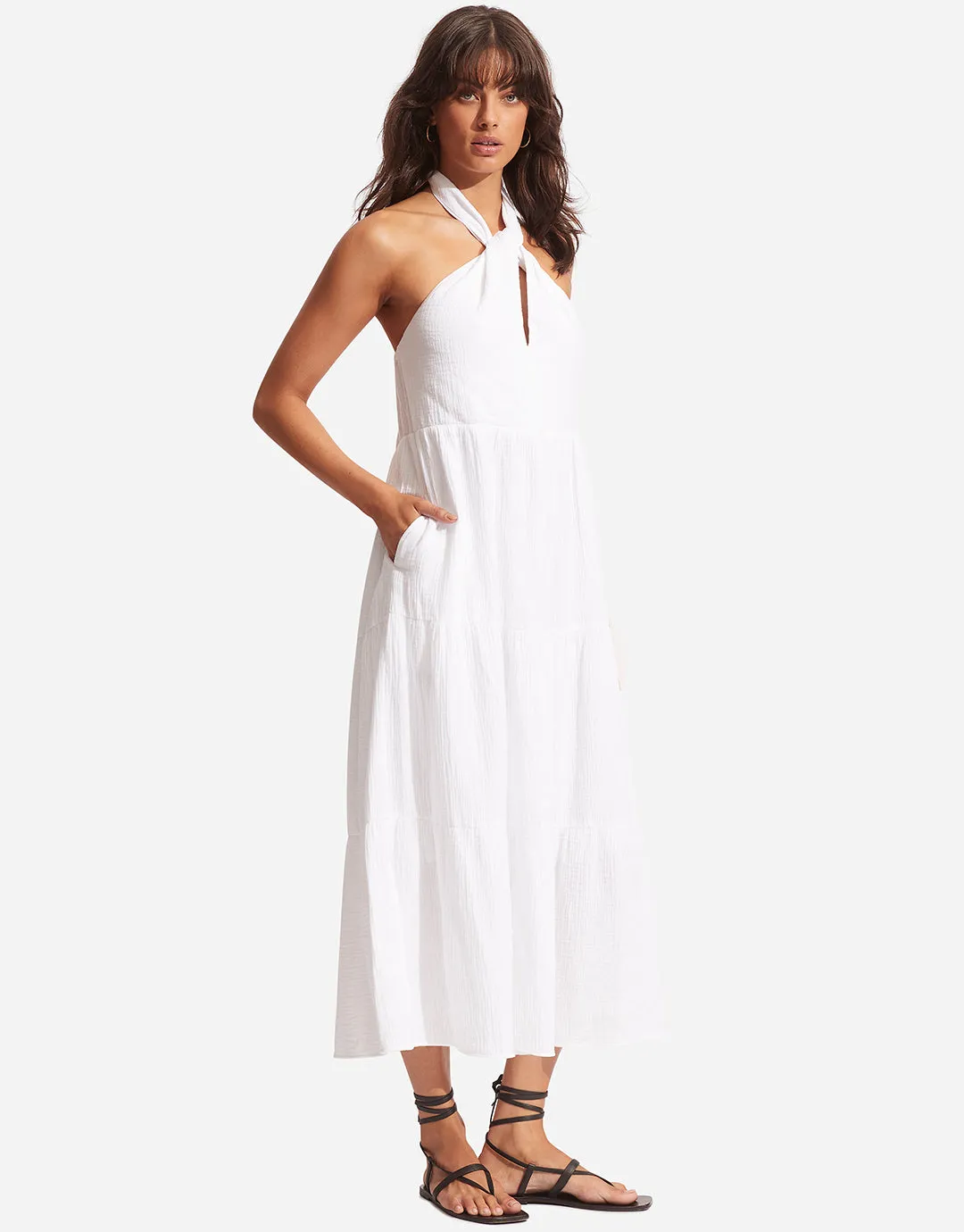 Halter Neck Dress - White
