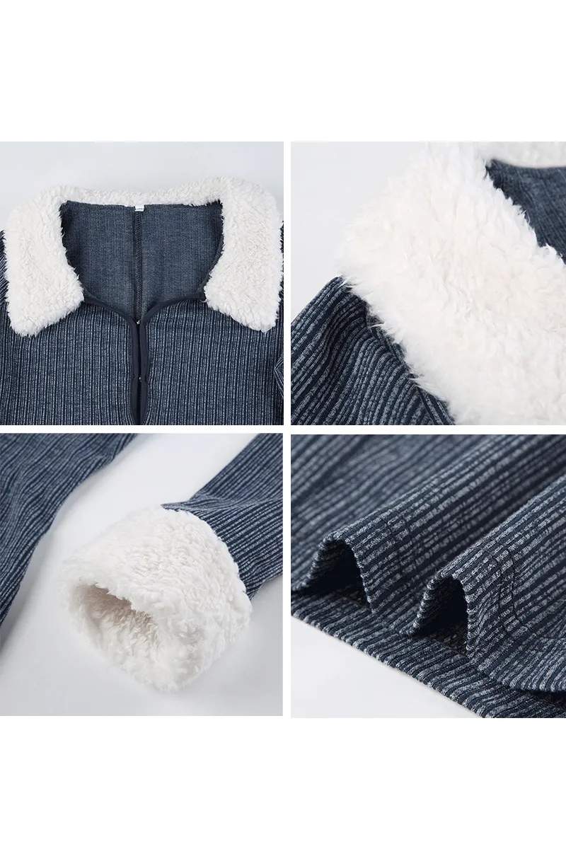 JI0490 Faux Fur Collar Rompers