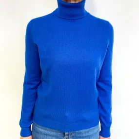 Lapis Blue Cashmere Polo Neck Jumper Medium