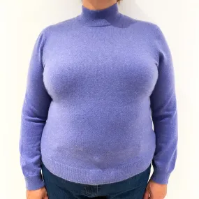 Lavender Purple Cashmere Turtle Neck Jumper Extra Large
