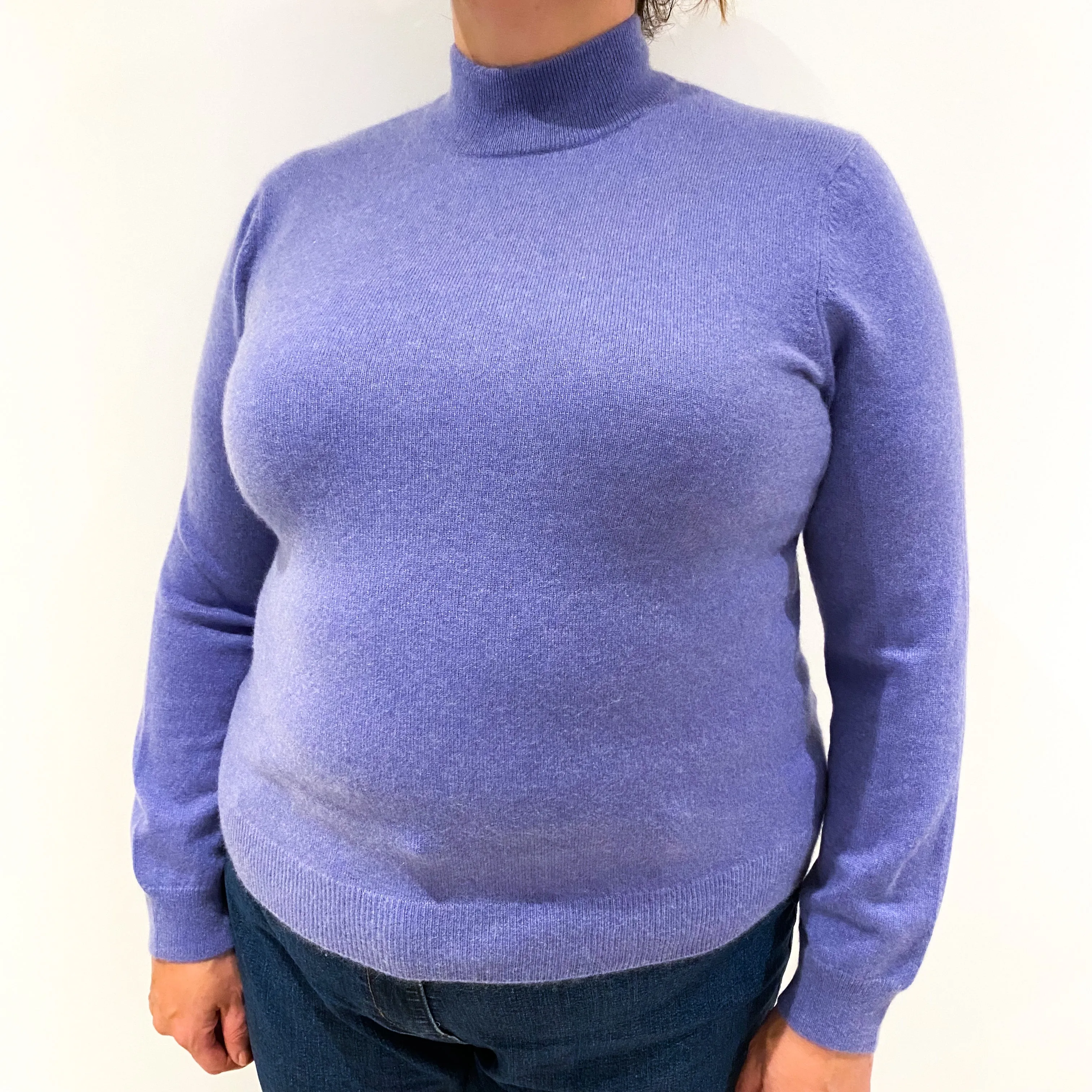 Lavender Purple Cashmere Turtle Neck Jumper Extra Large