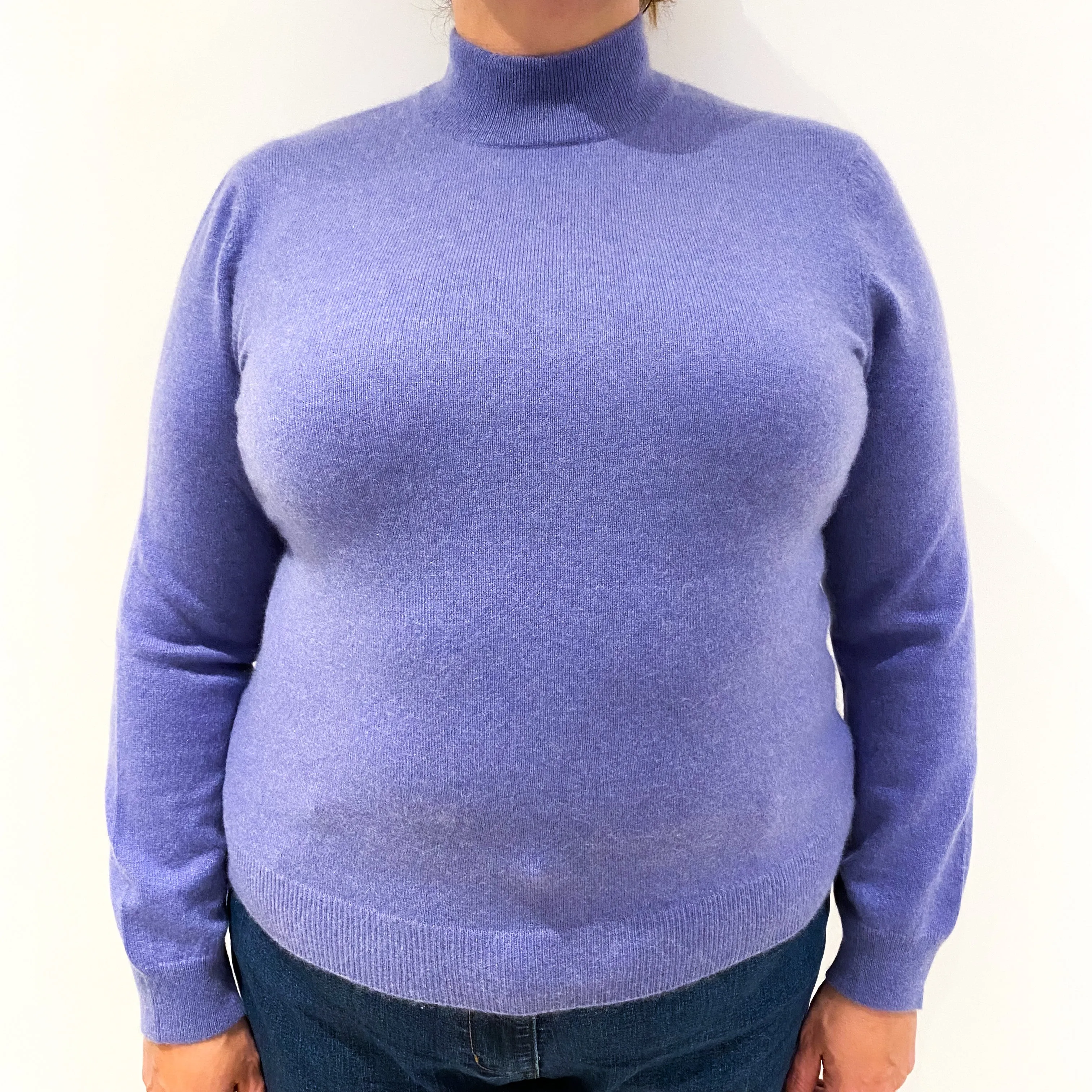 Lavender Purple Cashmere Turtle Neck Jumper Extra Large