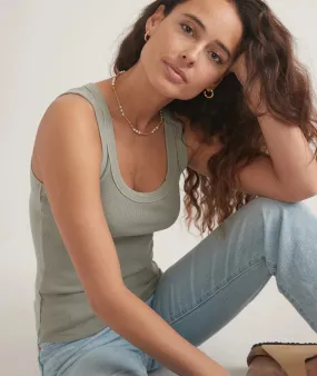 Lexi Rib Sun-In Tank - Faded Olive