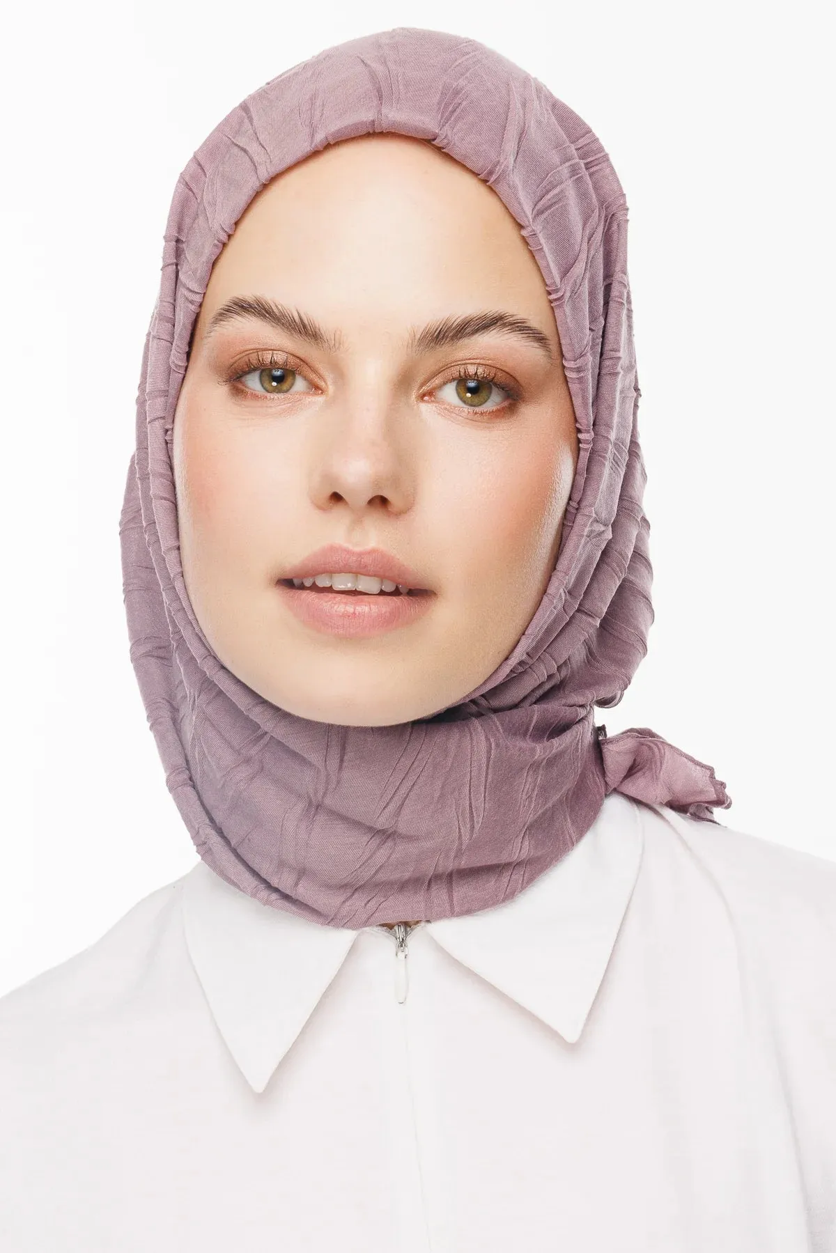 Lilac Pleated Bamboo Square Scarf