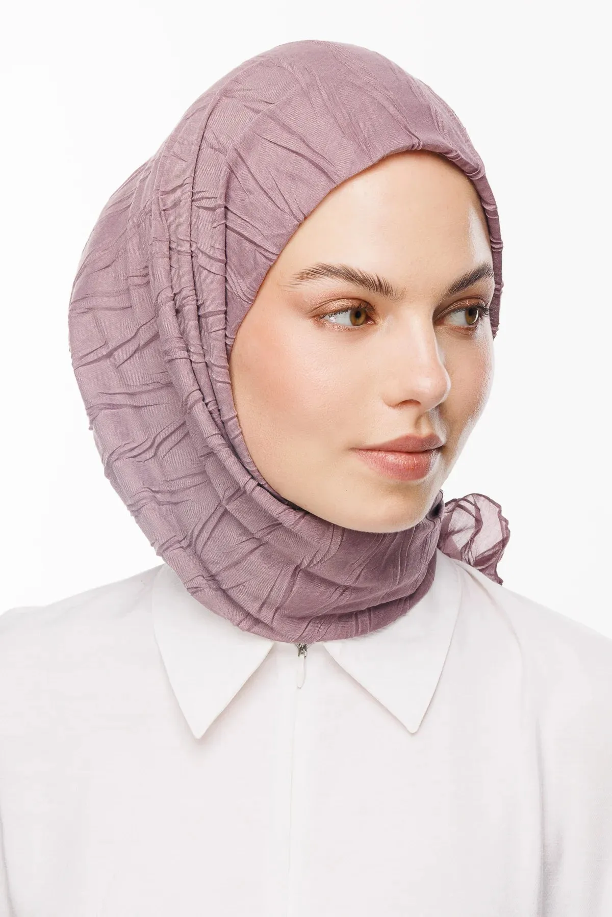 Lilac Pleated Bamboo Square Scarf