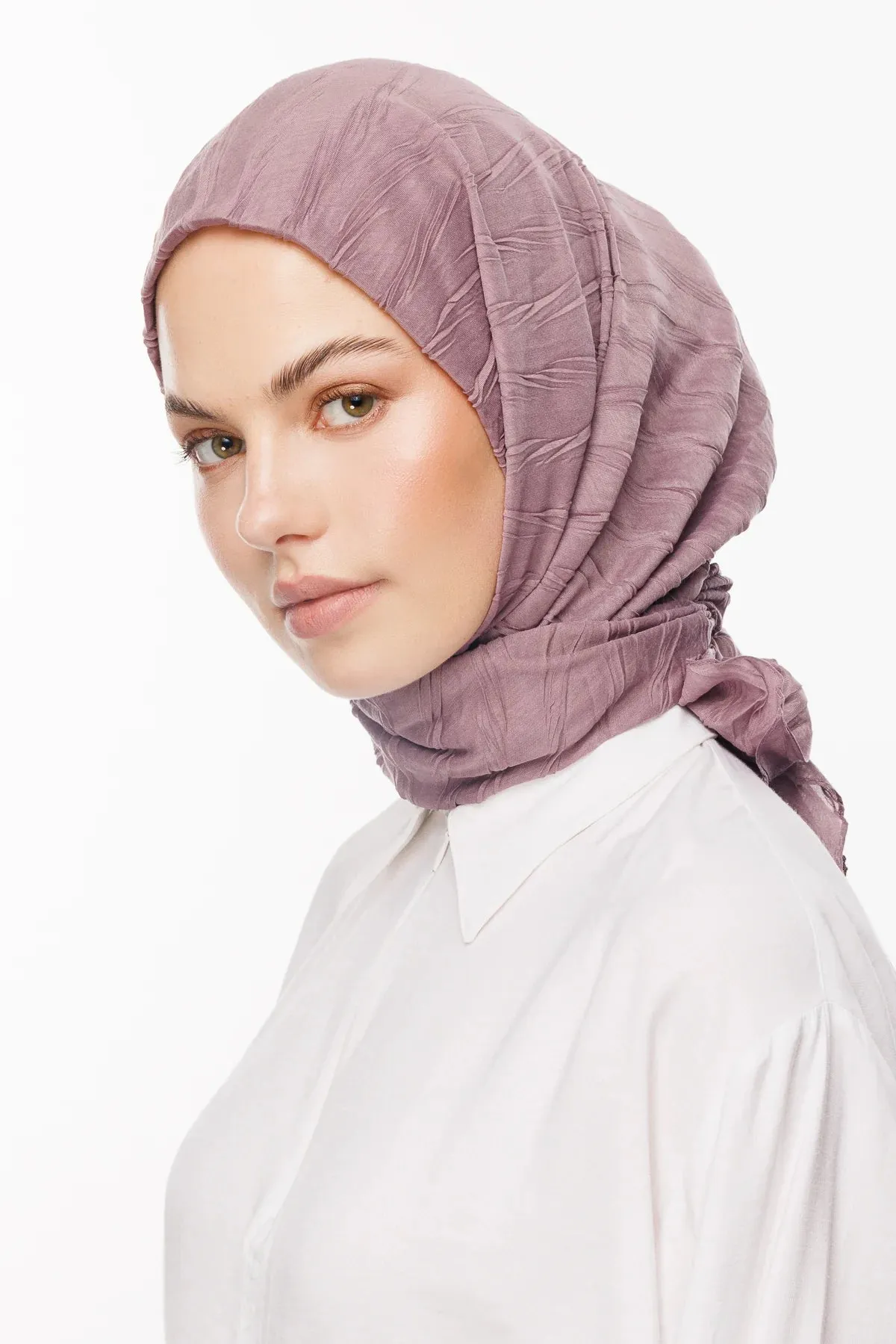 Lilac Pleated Bamboo Square Scarf