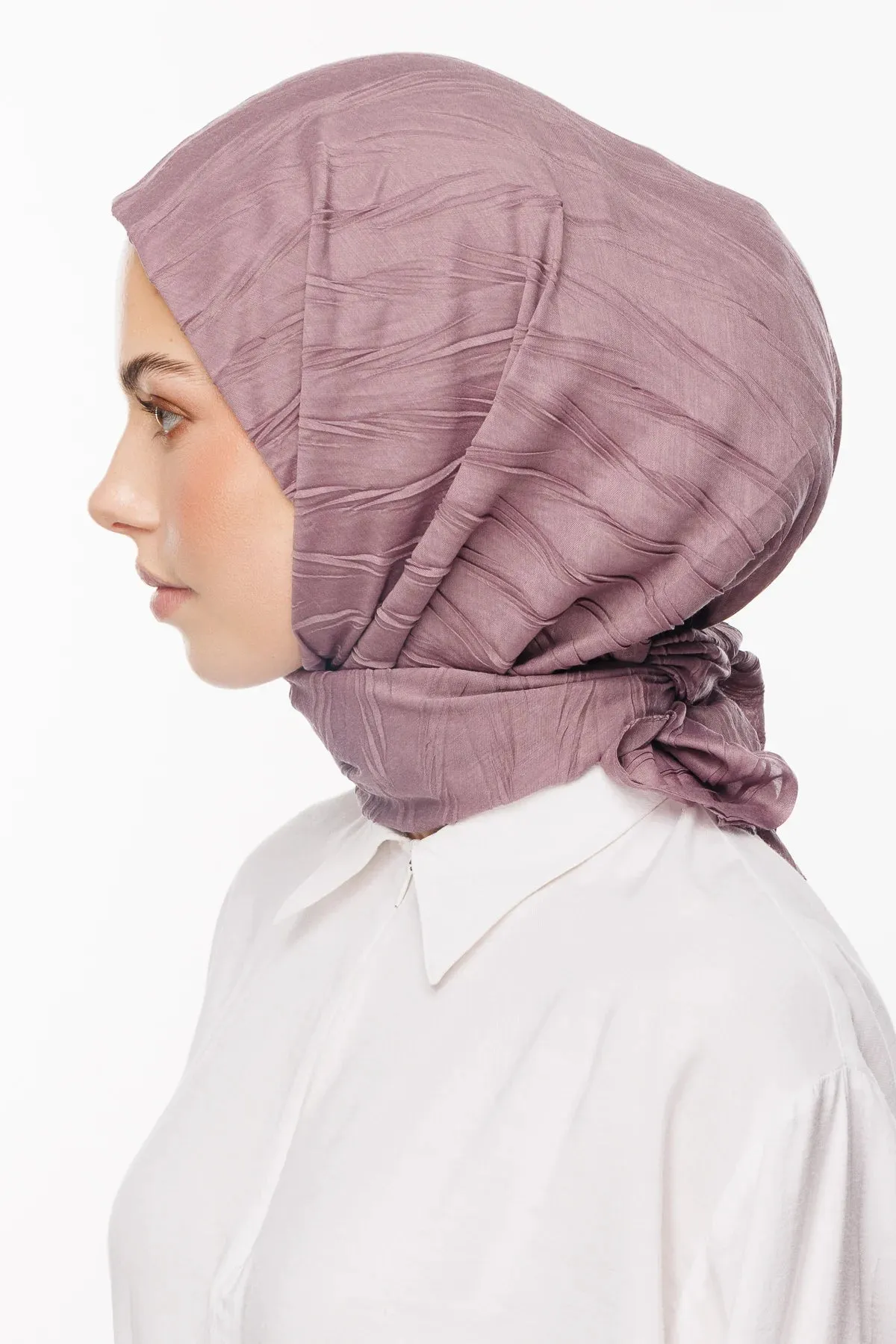Lilac Pleated Bamboo Square Scarf