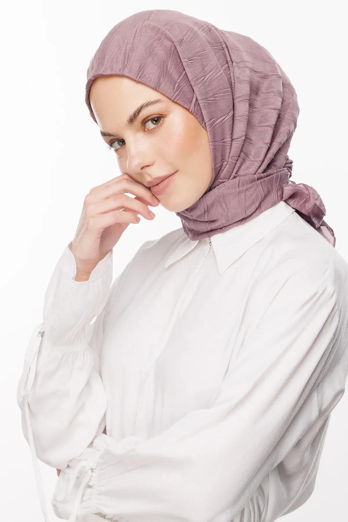 Lilac Pleated Bamboo Square Scarf