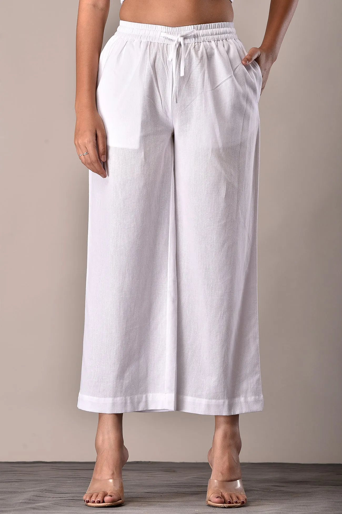Linen-Cotton Culottes White