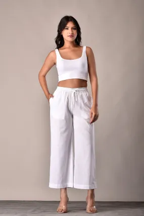 Linen-Cotton Culottes White