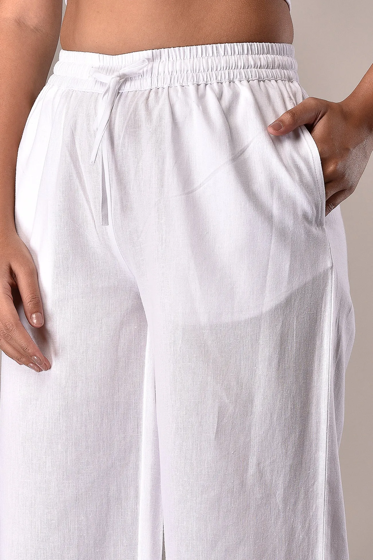 Linen-Cotton Culottes White