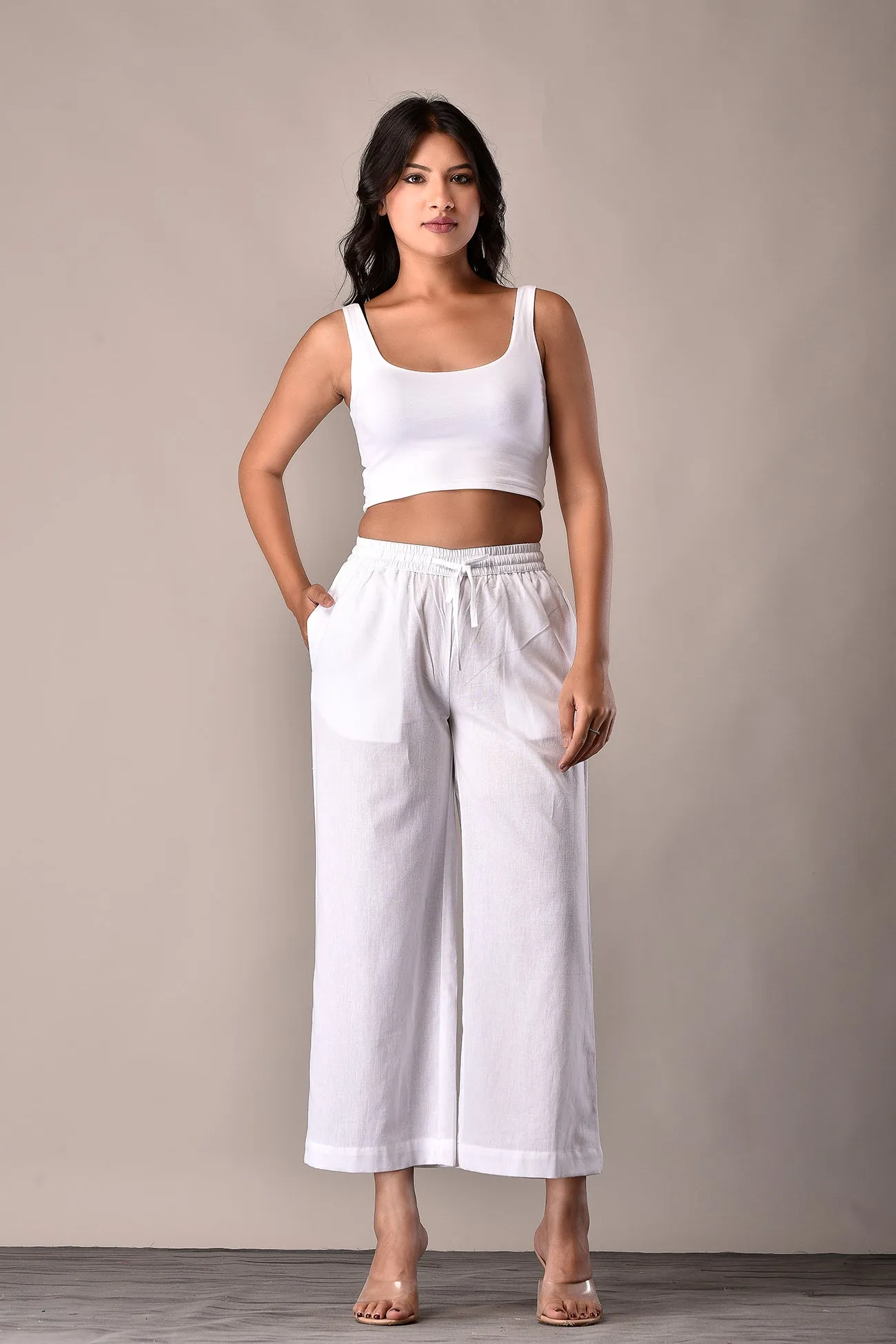 Linen-Cotton Culottes White