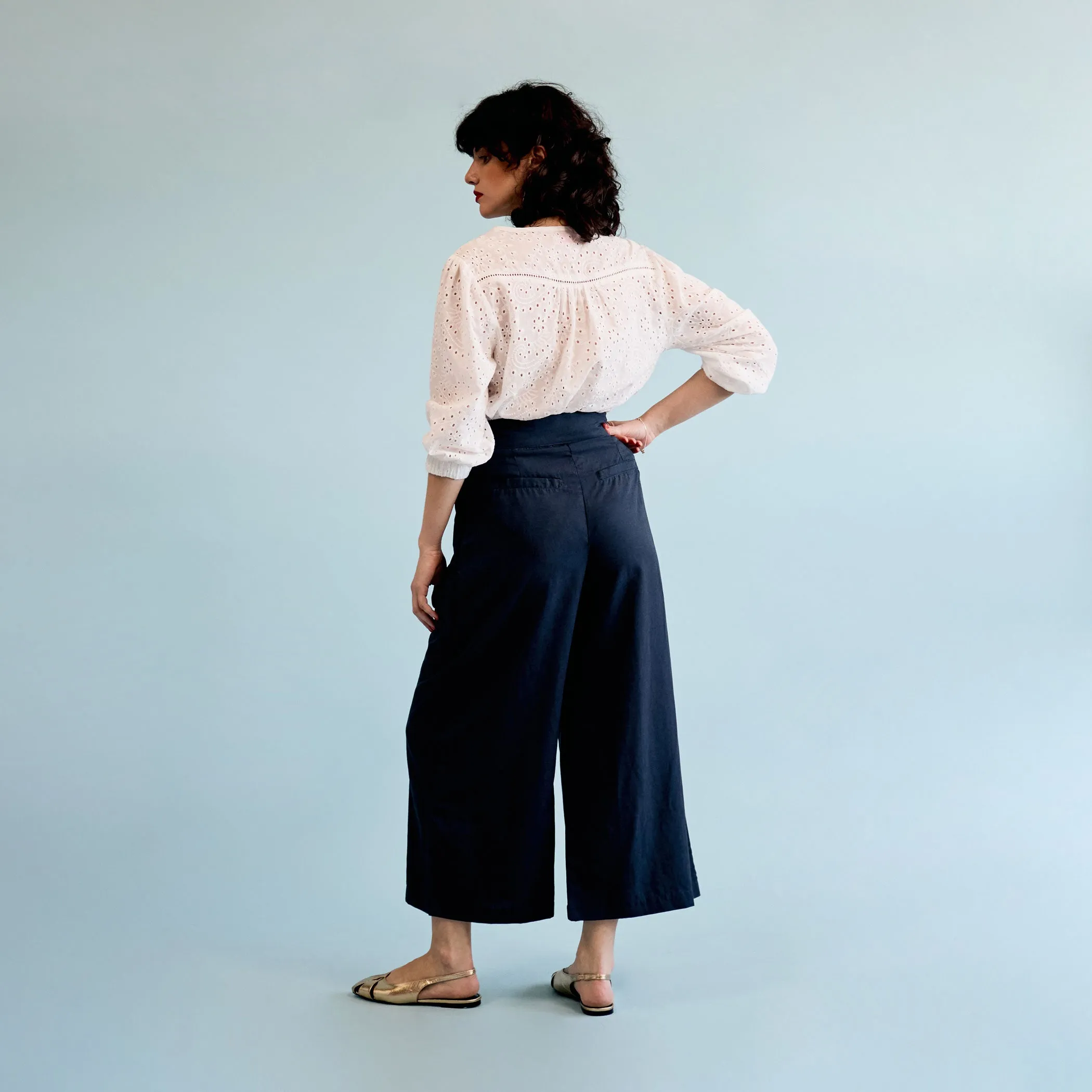 Linen Culottes - Dark Navy
