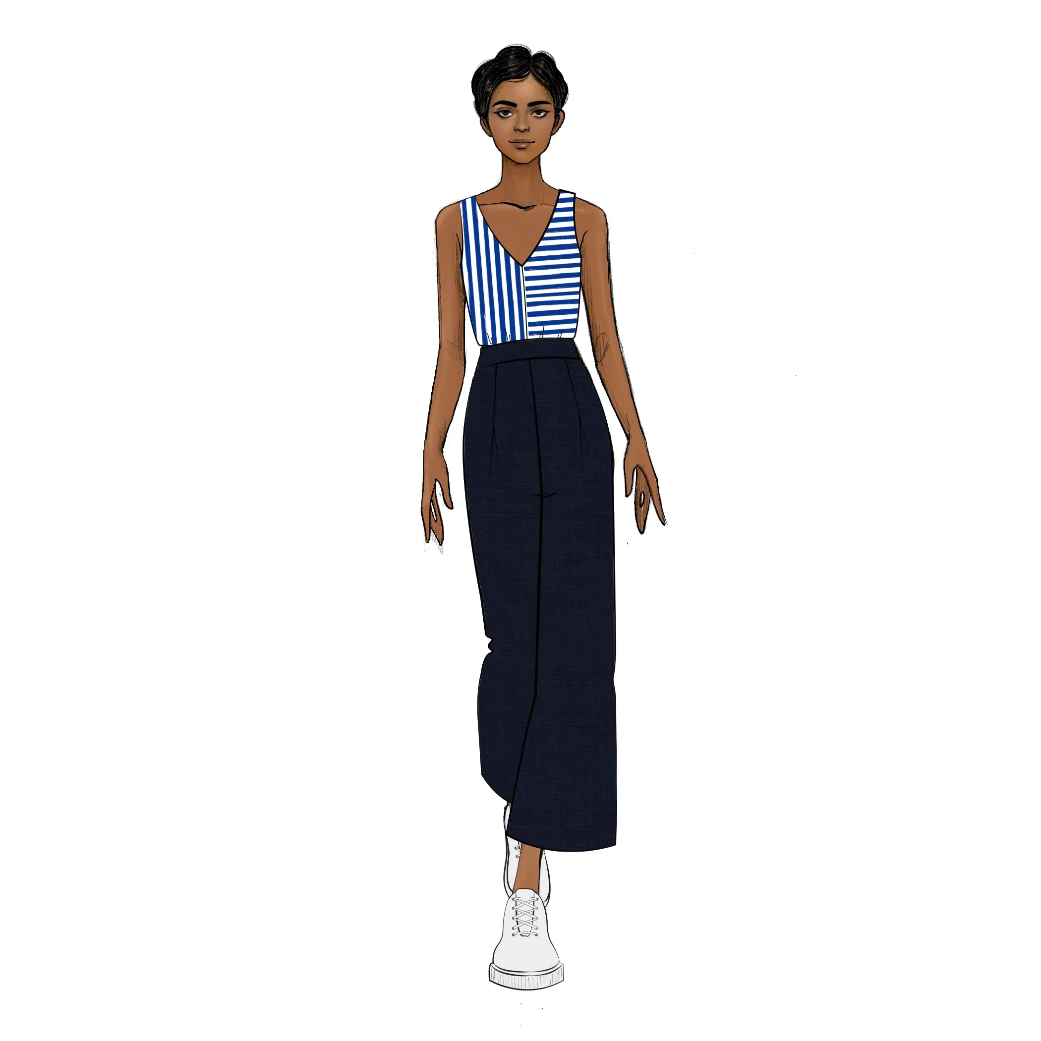 Linen Culottes - Dark Navy