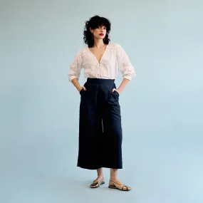 Linen Culottes - Dark Navy