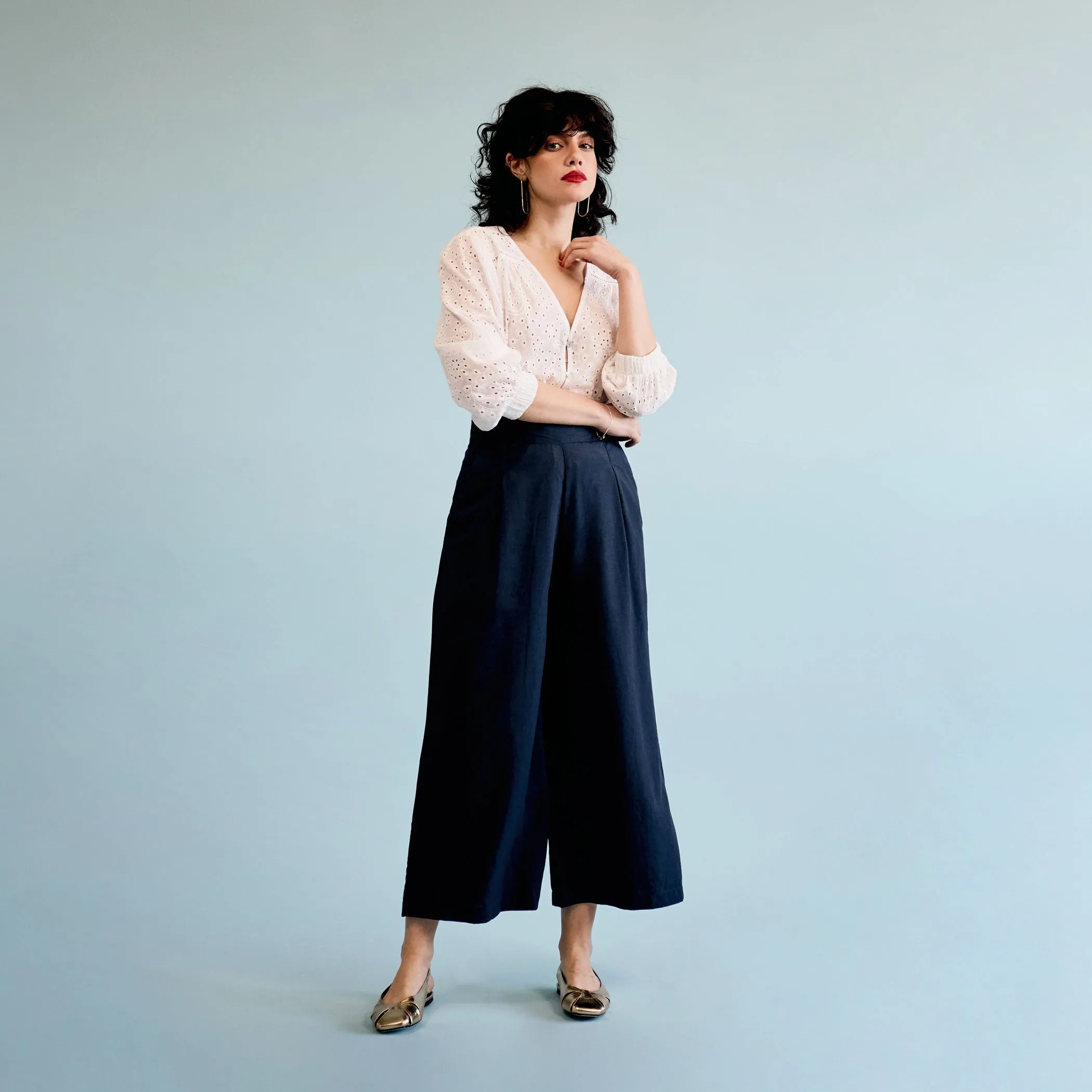 Linen Culottes - Dark Navy
