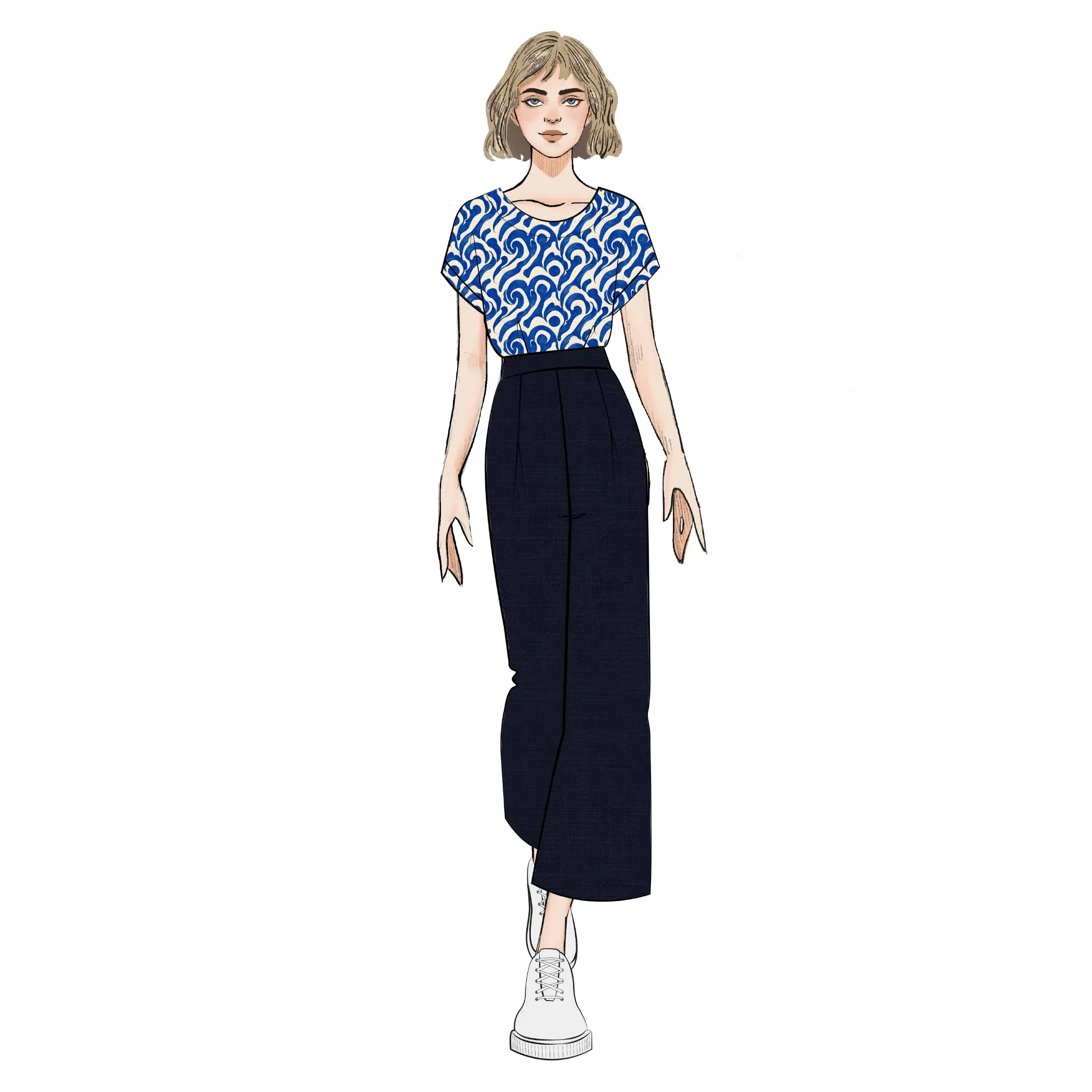 Linen Culottes - Dark Navy