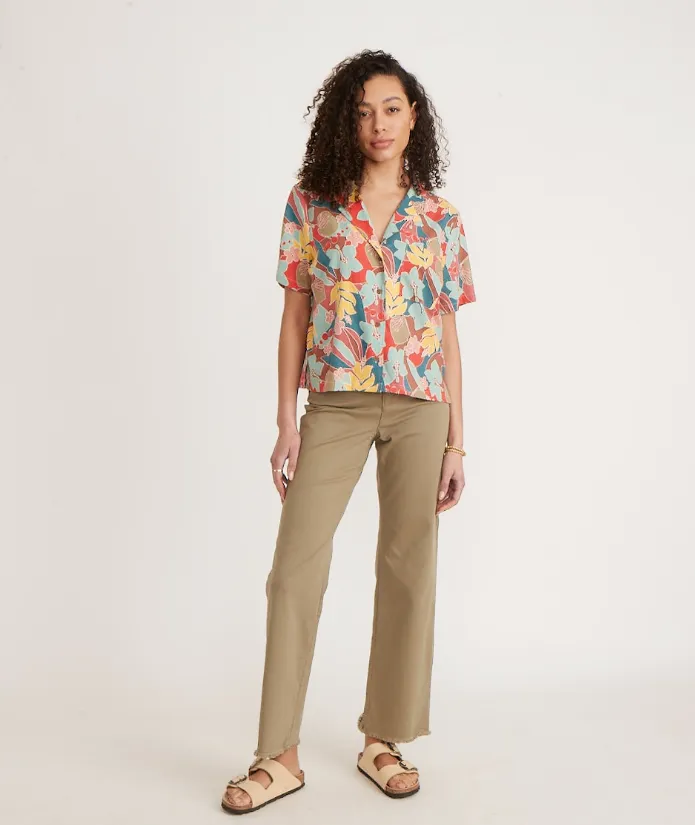 Lucy Short Sleeve Resort Shirt - Hibiscus Floral