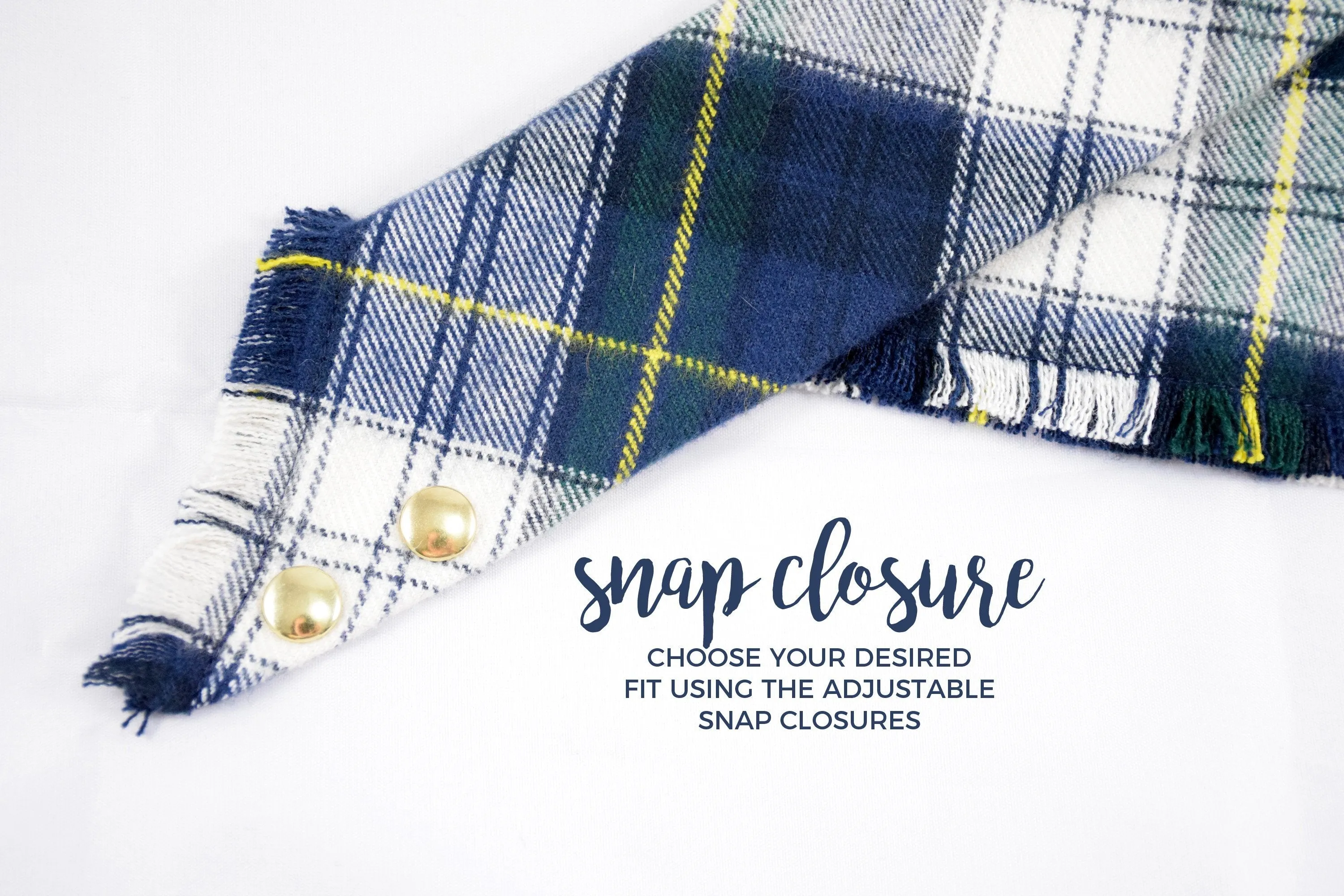 LUPINE Fringed Flannel Dog Bandana - Snap/Tie On Cotton Scarf