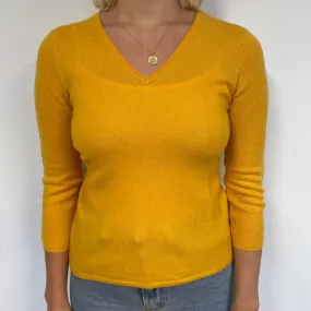 Marigold Yellow Cashmere V-Neck Jumper Small