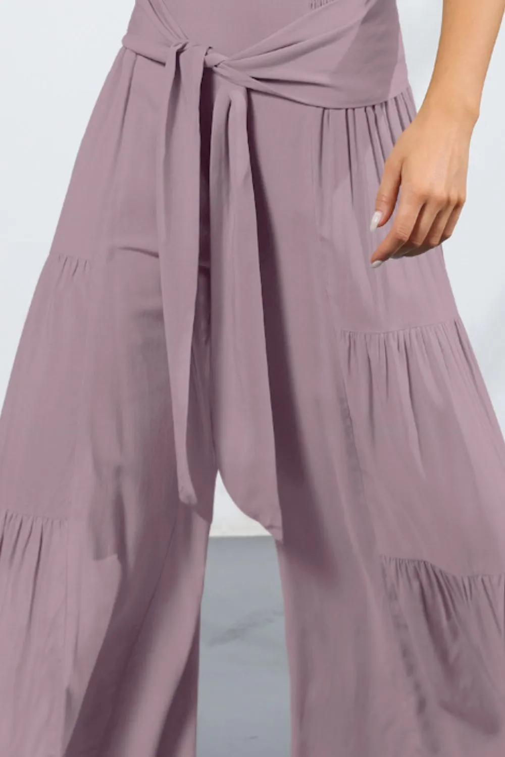 MIA Tie Front Tiered Culottes