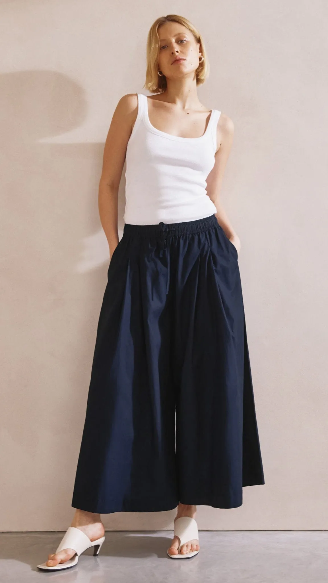 Navy Super Wide Leg Culottes