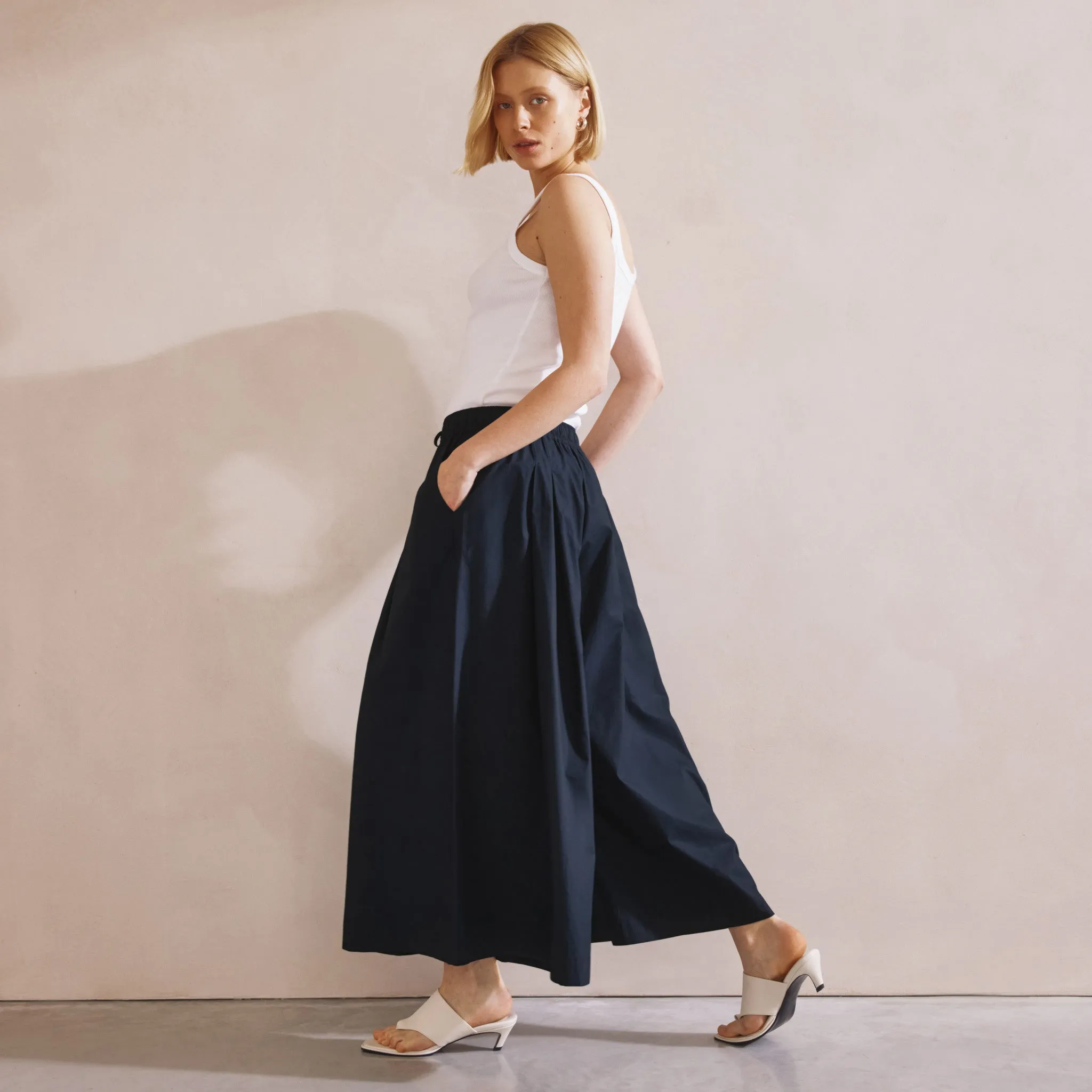 Navy Super Wide Leg Culottes