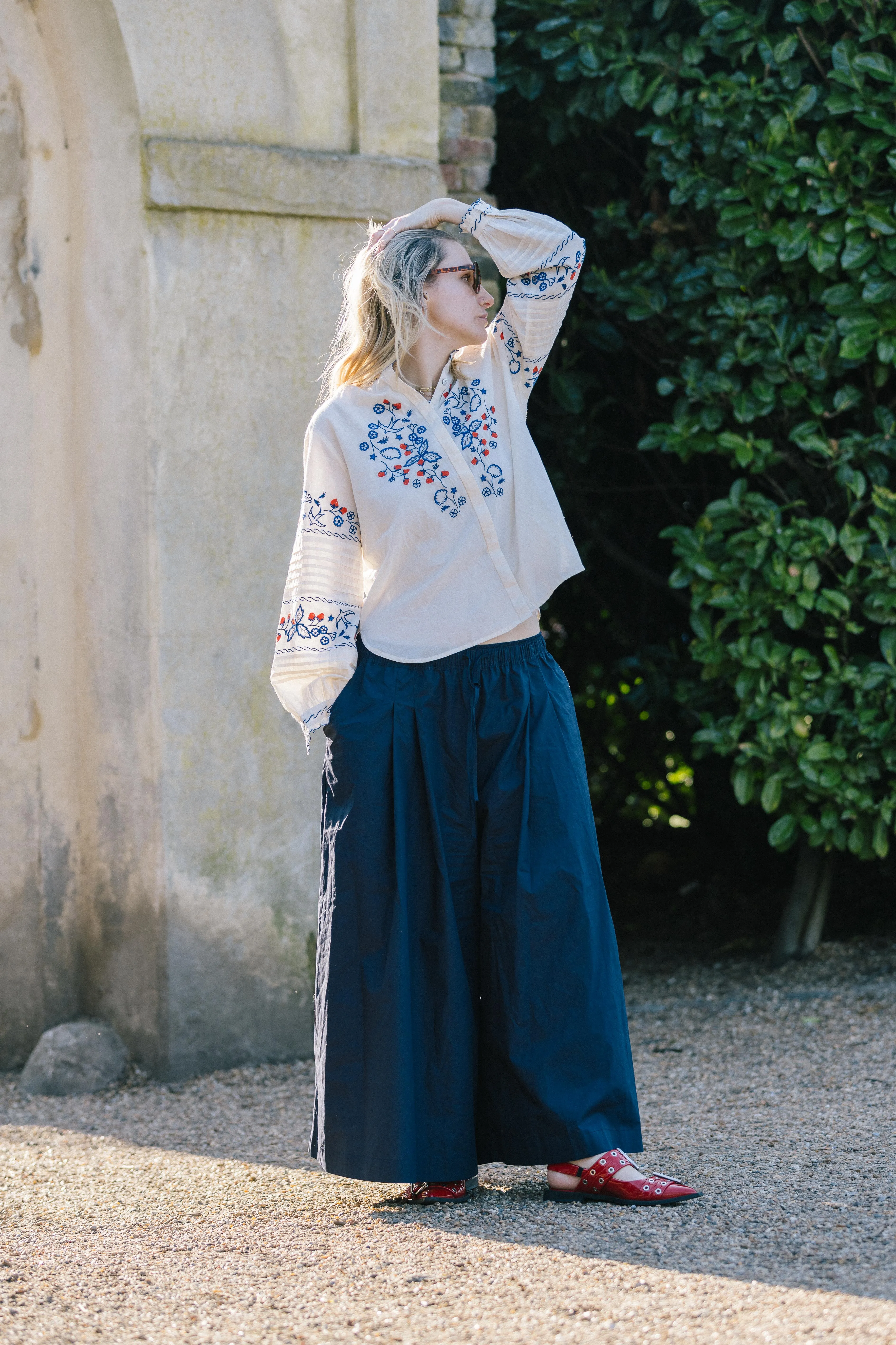 Navy Super Wide Leg Culottes