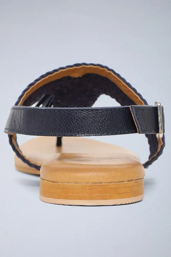 Navy Woven Tasselled Flats
