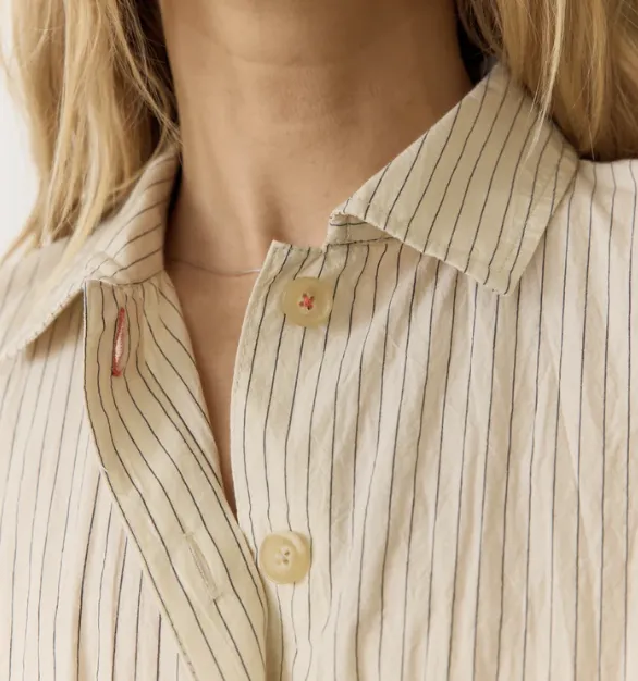 Nova Midi Shirt Dress - Cream/Navy Stripe