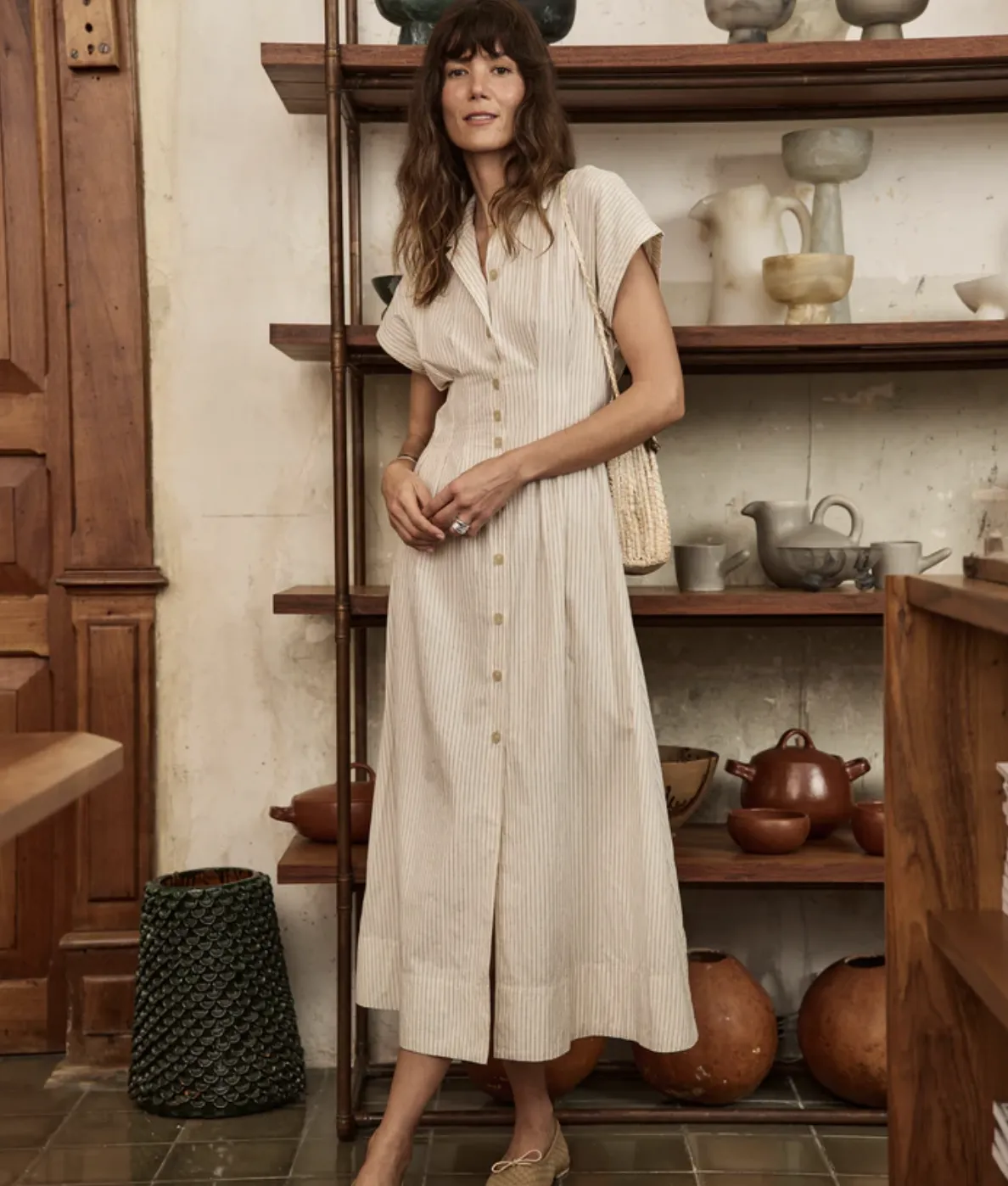 Nova Midi Shirt Dress - Cream/Navy Stripe