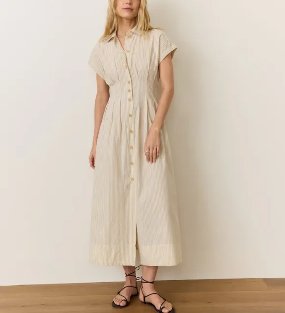 Nova Midi Shirt Dress - Cream/Navy Stripe