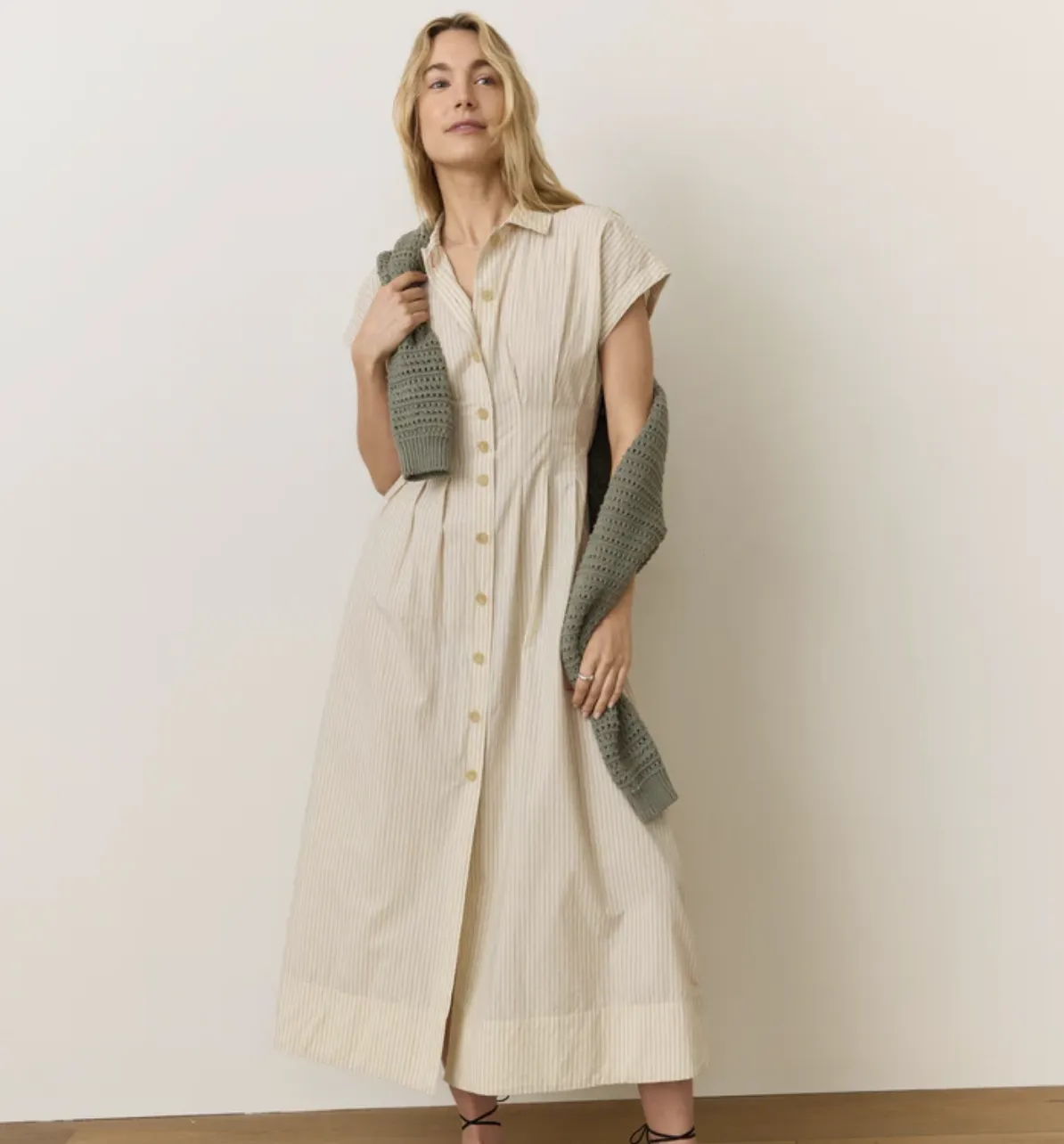 Nova Midi Shirt Dress - Cream/Navy Stripe