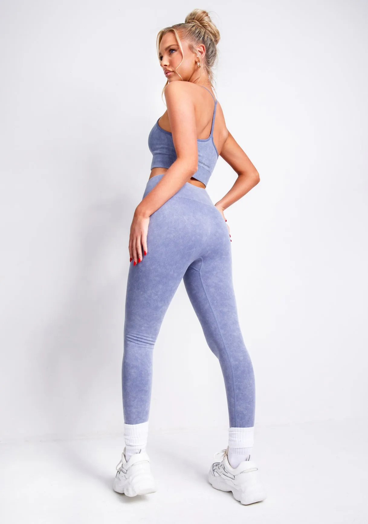 Nyla Blue Acid Wash Seamless Active Sport Leggings