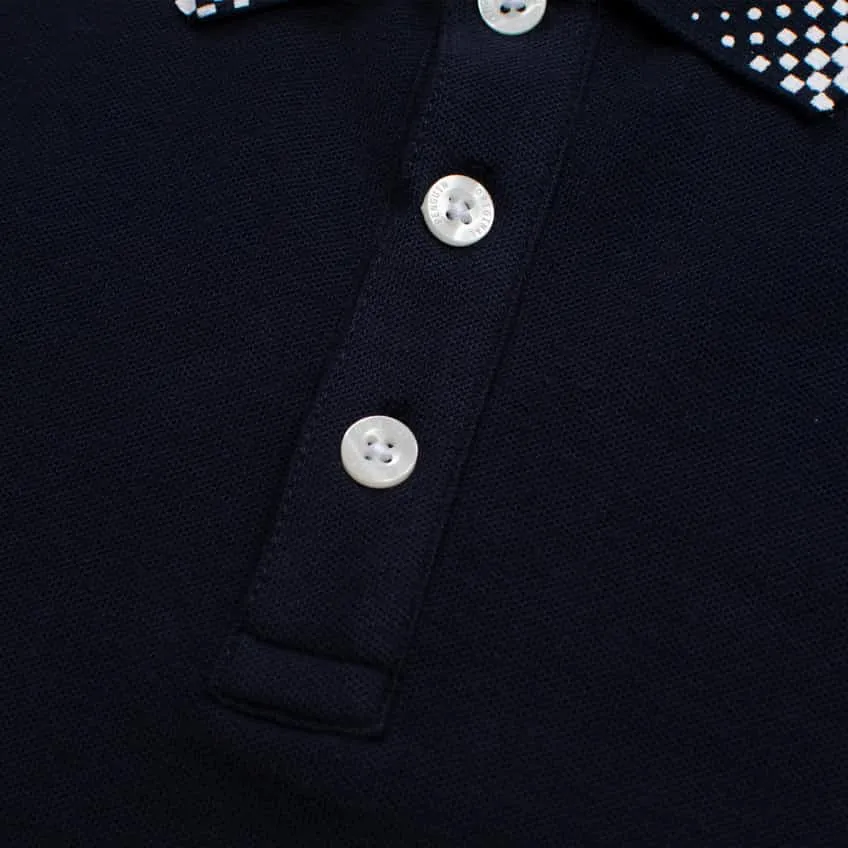 Original Penguin Checkered Collar Polo Shirt - Dark Sapphire
