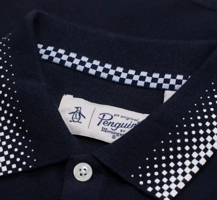 Original Penguin Checkered Collar Polo Shirt - Dark Sapphire
