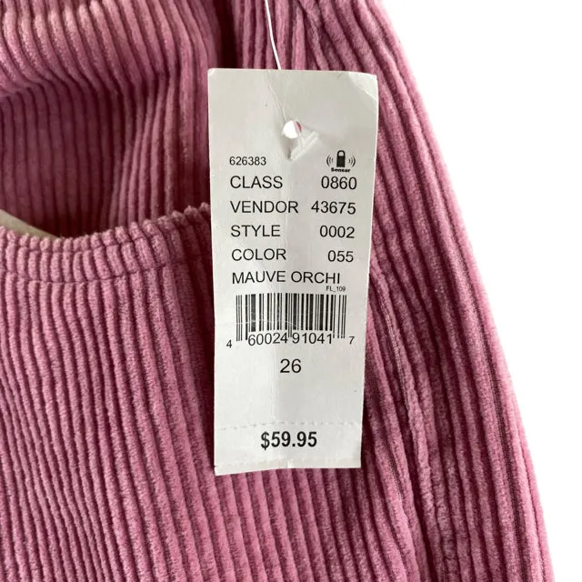 PAC SUN Size 26 Pink Corduroy NWT PANTS