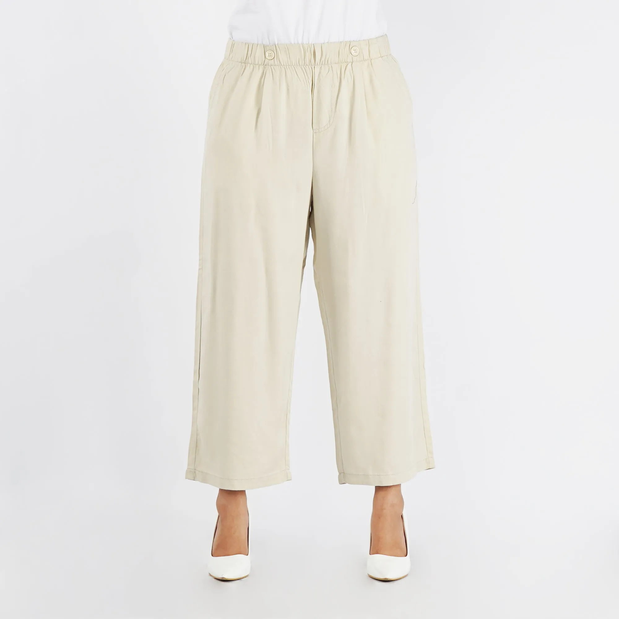 Petrol Ladies Basic Denim Culottes Pants Trendy Fashion High Quality Apparel Comfortable Casual Pants for Women Mid Waist 127562 (Beige)