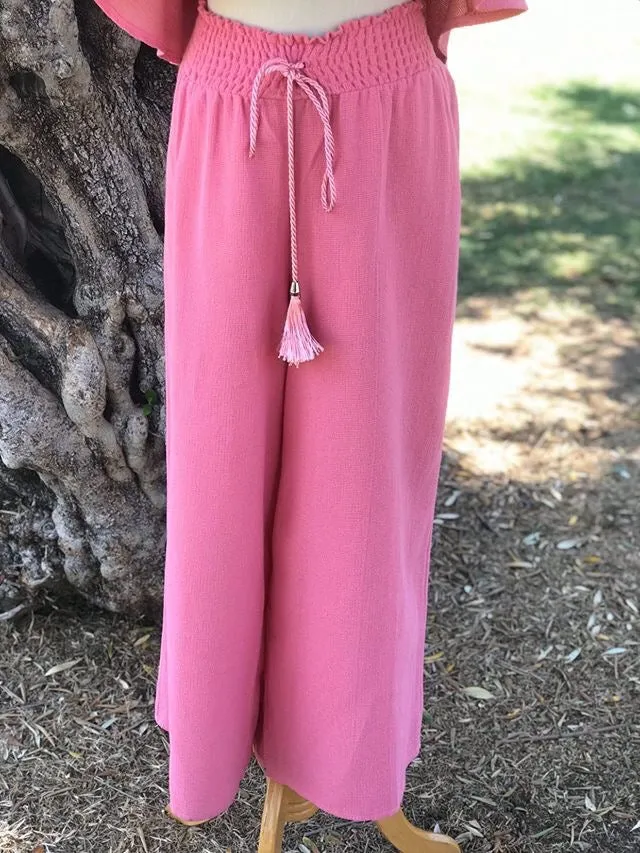 Pink Off Shoulder Top and Pants Set