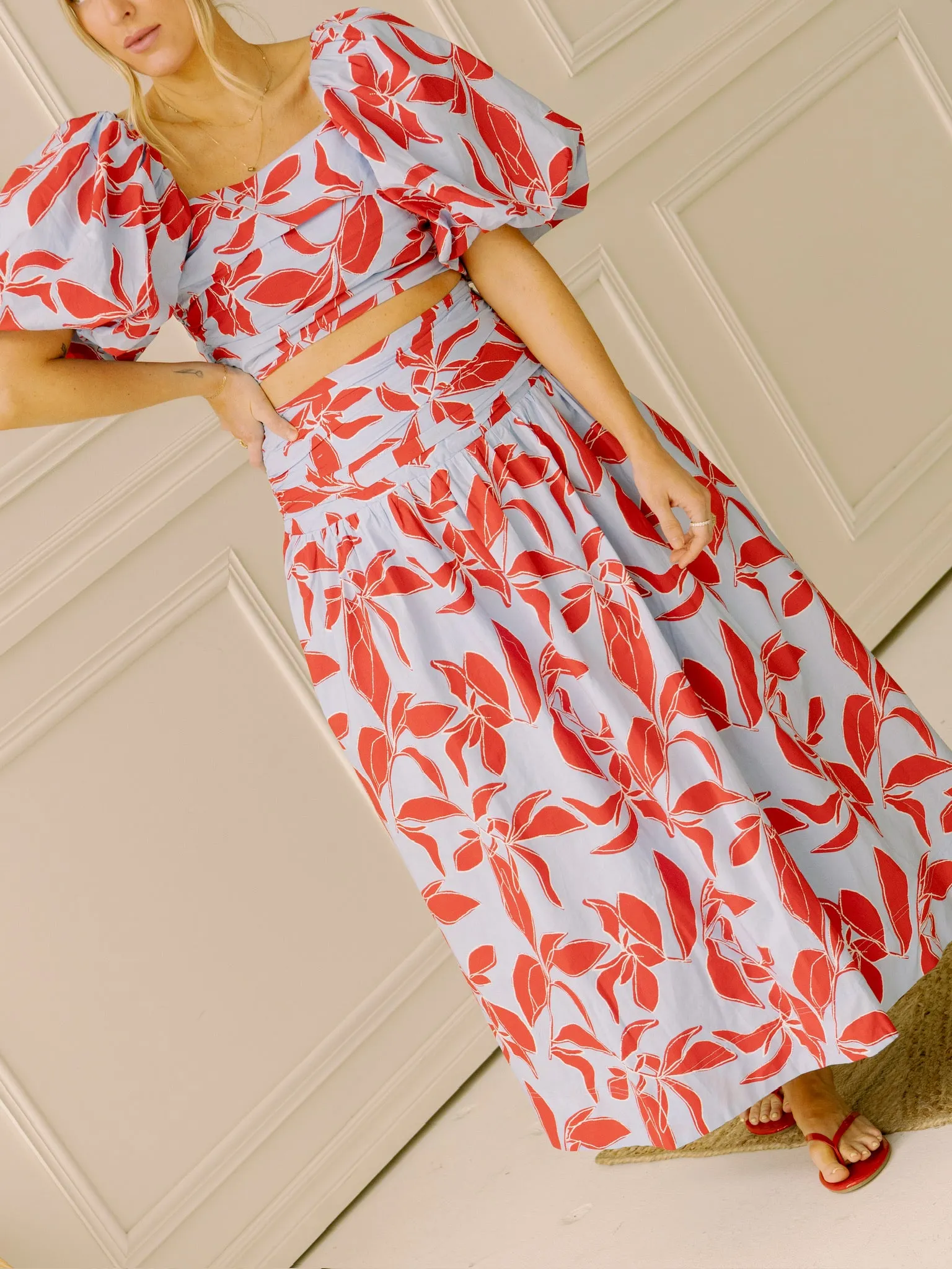 Piper Blue and Red Floral Skirt