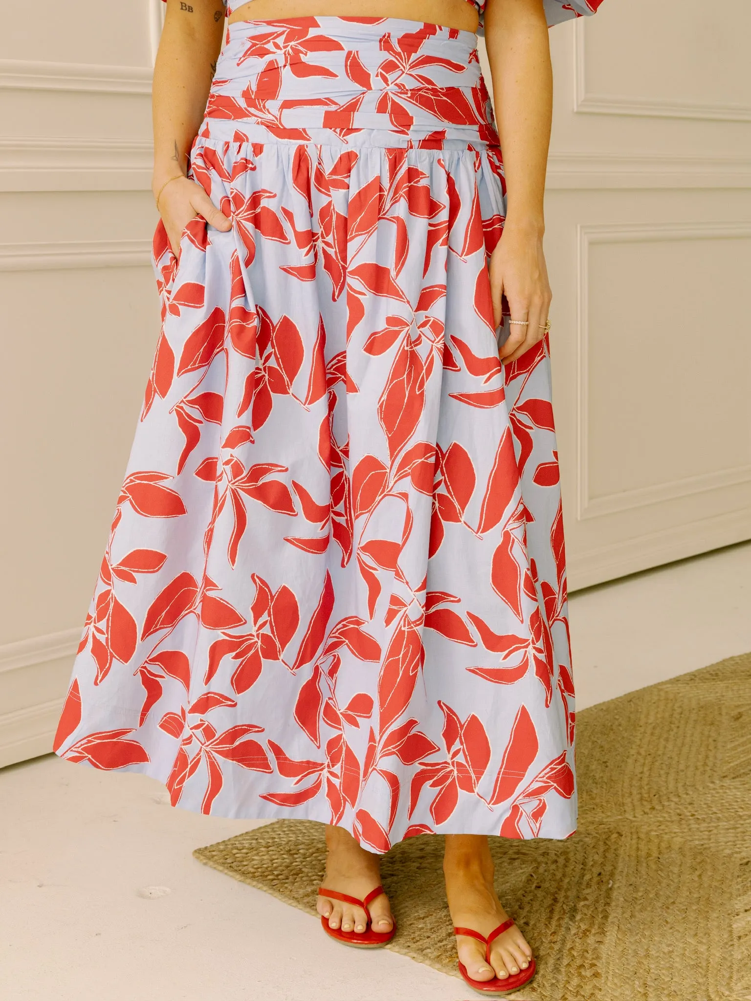 Piper Blue and Red Floral Skirt