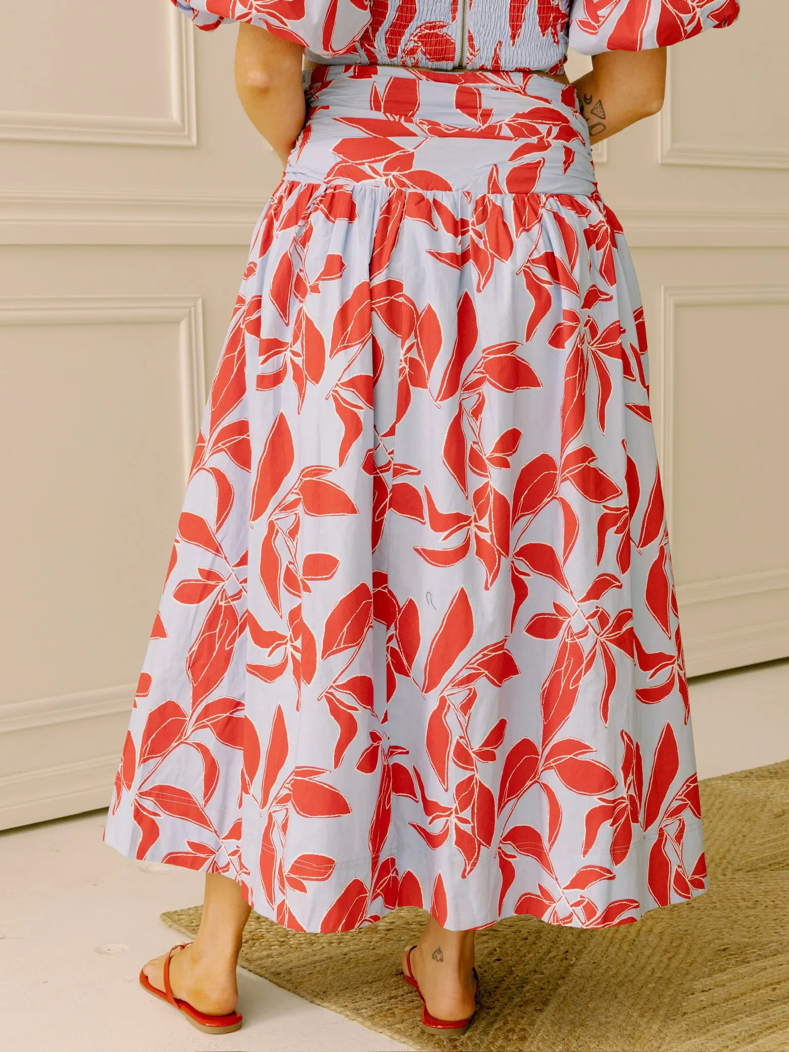 Piper Blue and Red Floral Skirt