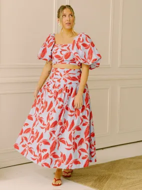 Piper Blue and Red Floral Skirt