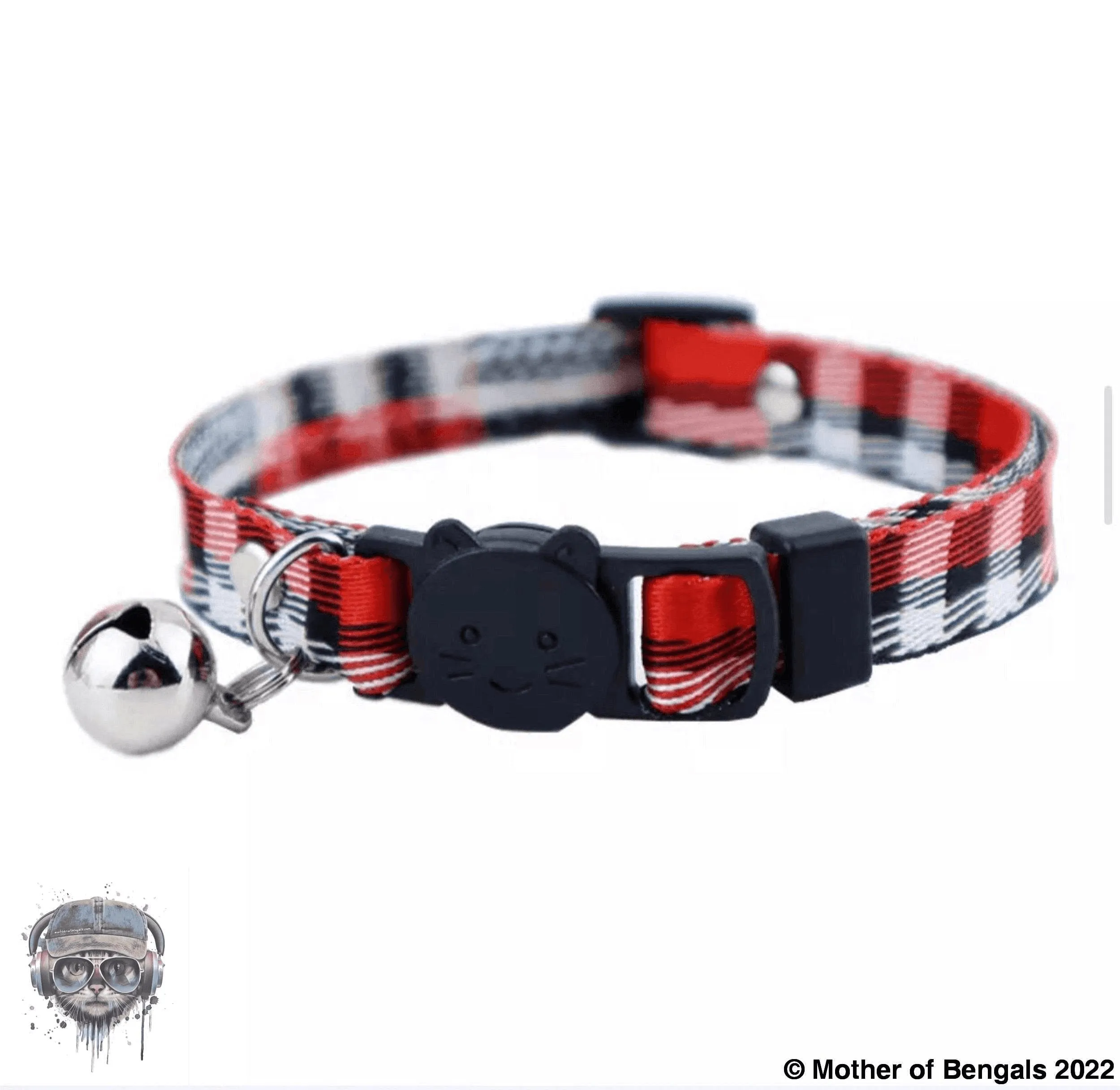 Plaid Ribbon Adjustable Breakaway Cat Collar By Mother Of Bengals